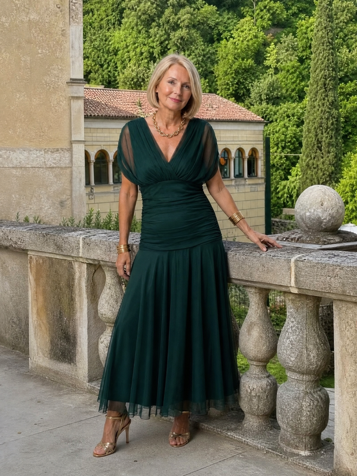 Galatea - Abito midi leggero con scollatura Bardot