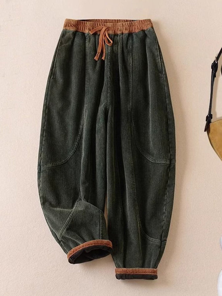 Basma - Pantaloni in velluto a coste con coulisse, vestibilità rilassata