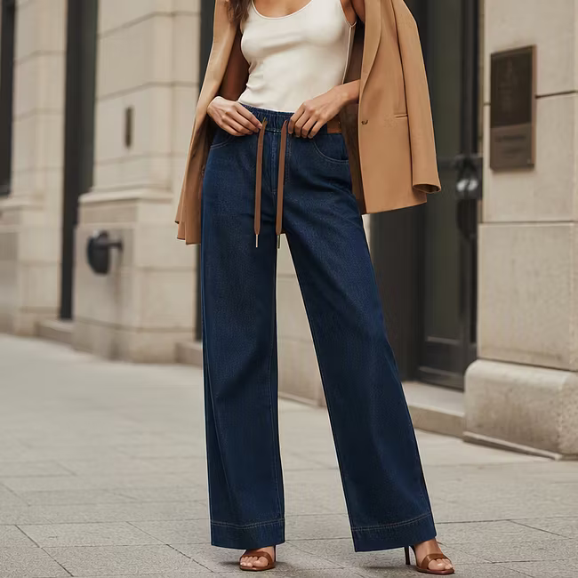 Morwen - Jeans a gamba larga con coulisse