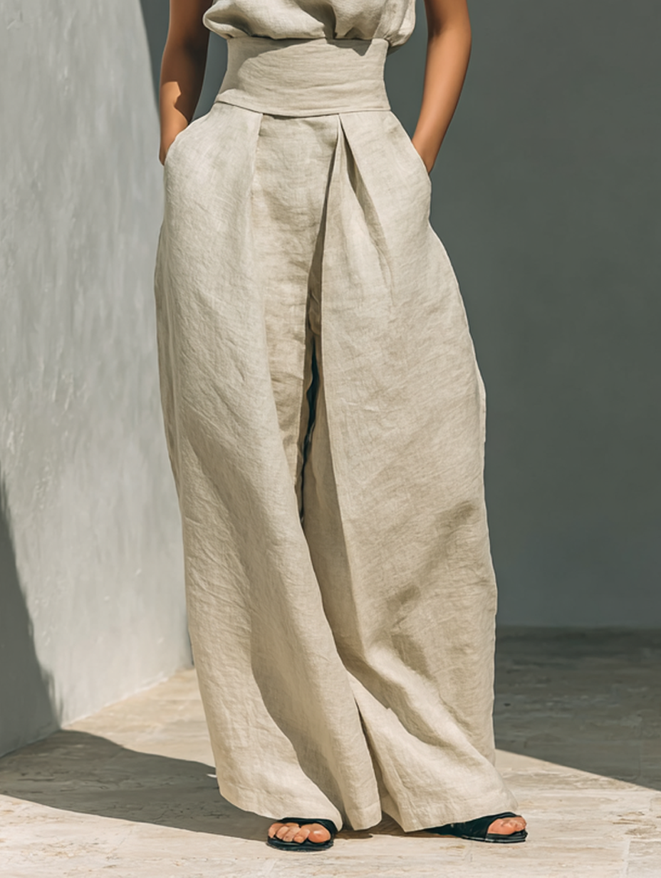 Alena - Coordinato con blusa leggera senza maniche e pantaloni palazzo