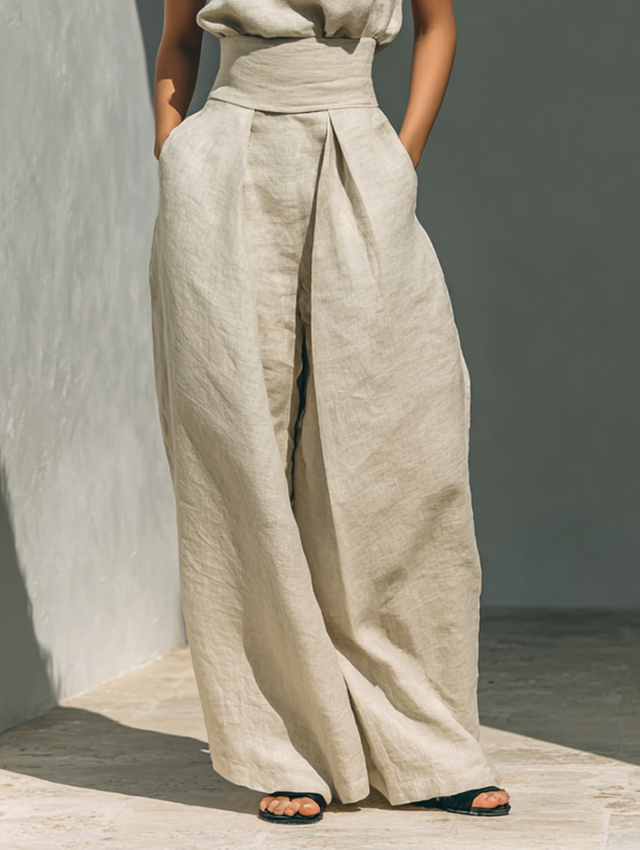 Alena - Coordinato con blusa leggera senza maniche e pantaloni palazzo
