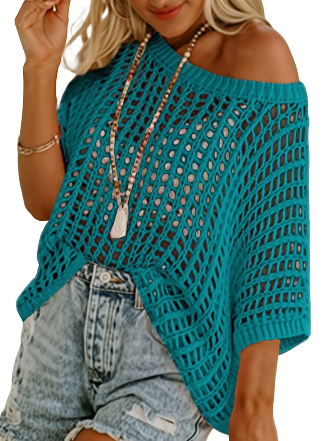 Hallie - Top a Rete in Maglia Leggera