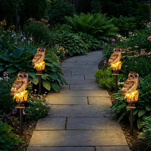 Amora - Lampada da giardino decorativa a forma di gufo