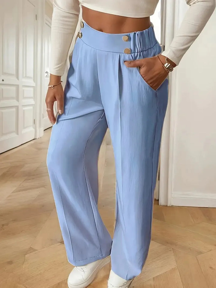Ashlena - Pantaloni a palazzo a vita alta dalla caduta morbida