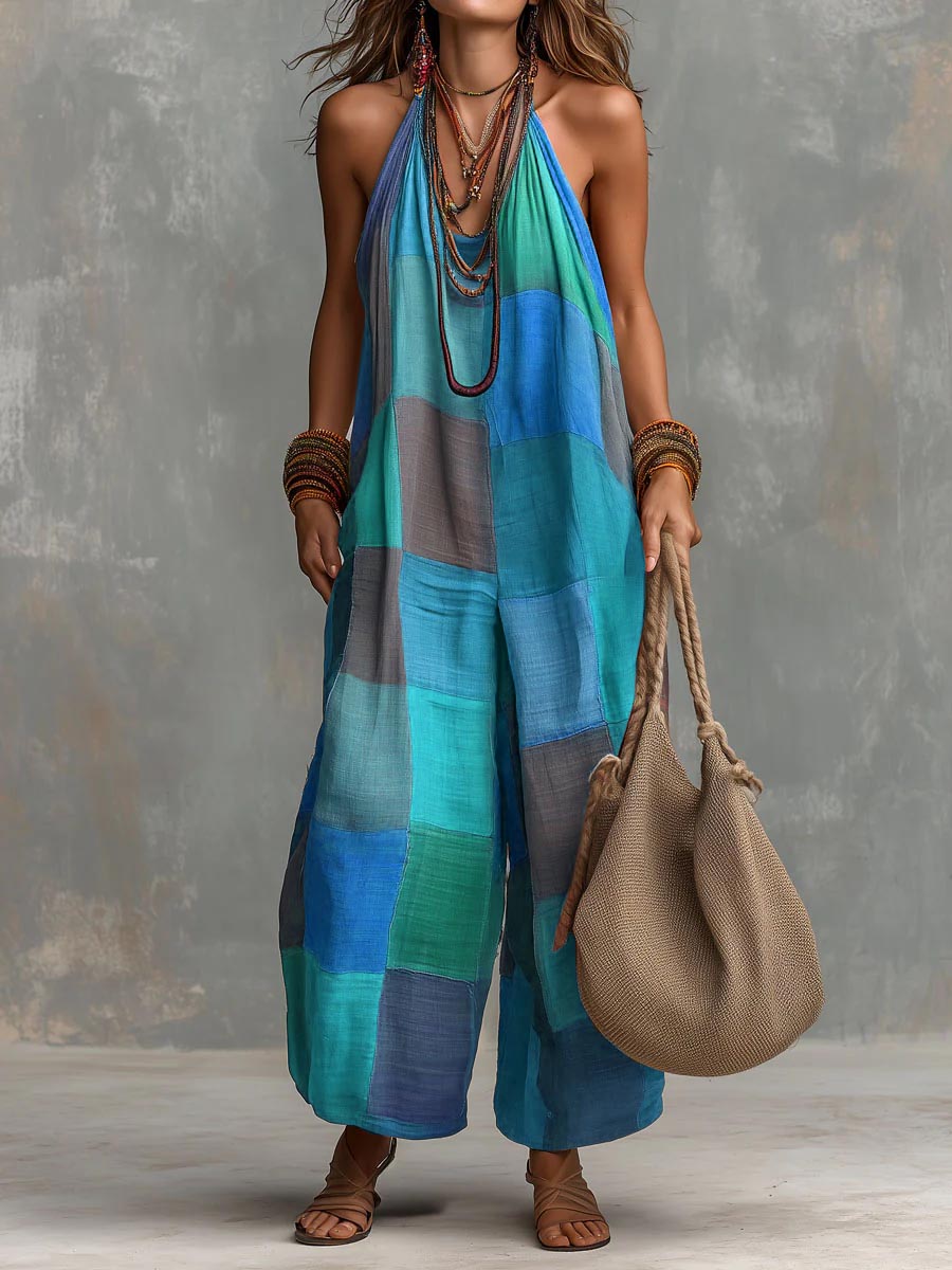 Adelyn - Tuta patchwork con scollo all’americana