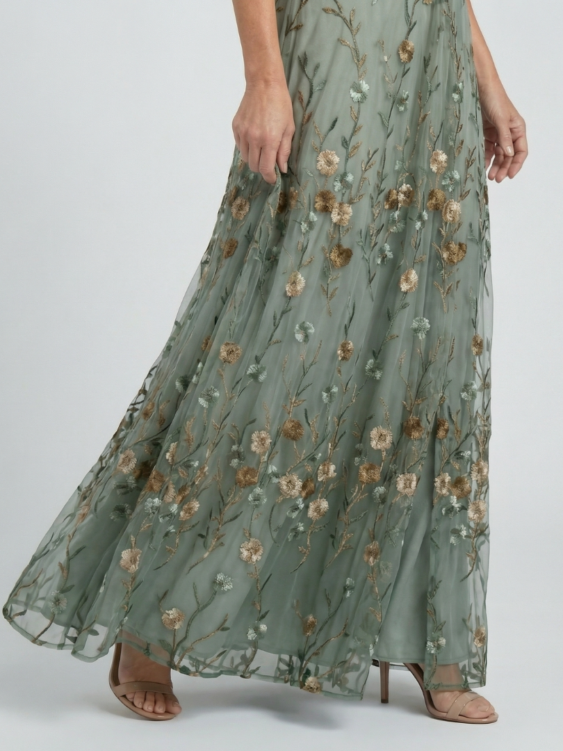 Liorisse - Abito midi leggero con scollo all'americana