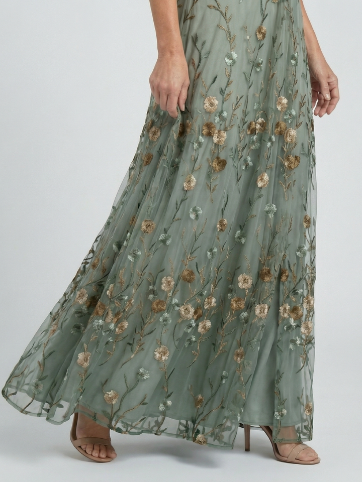 Liorisse - Abito midi leggero con scollo all'americana