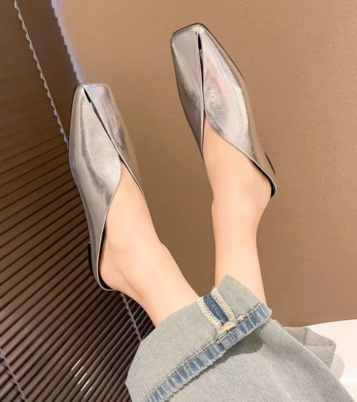Camellia - Mules premium a punta quadrata