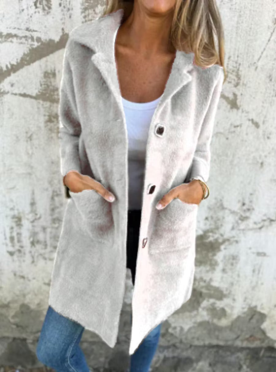 Fia - Cappotto lungo con bottone frontale effetto Soft Touch