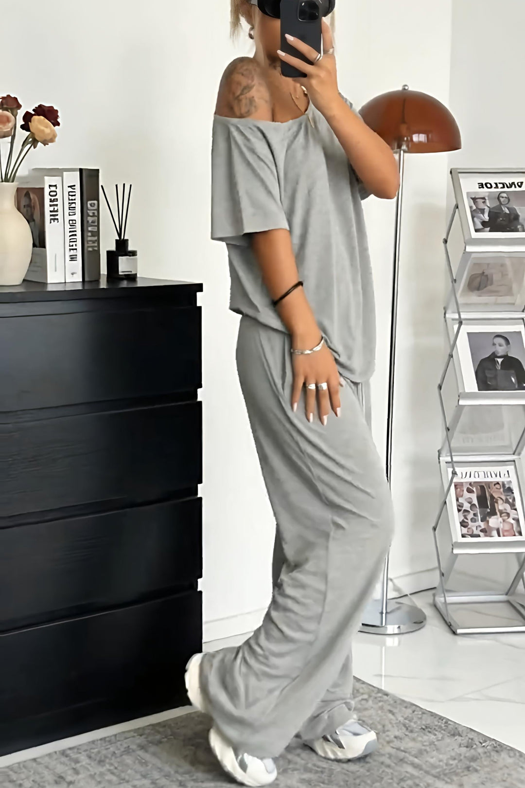 Cosima - Coordinato top e pantaloni a vestibilità ampia