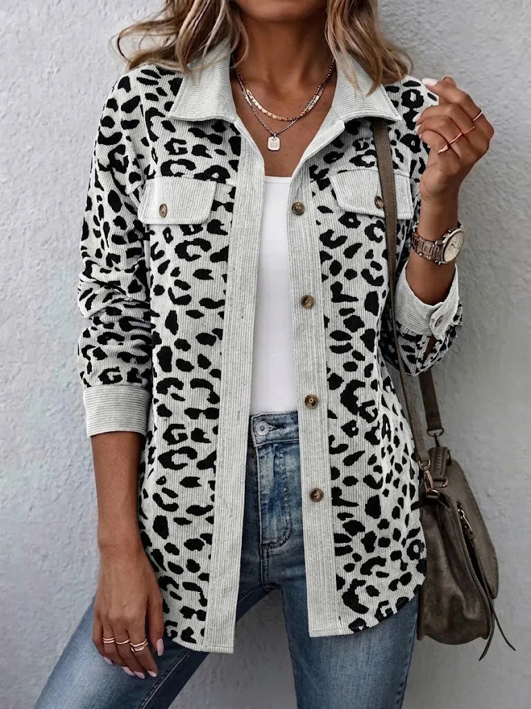 Miressia - Cardigan a bottoni con stampa animalier