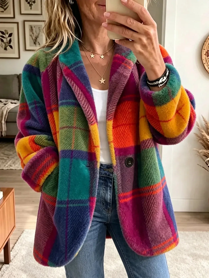 Apollonia - Giacca in pile a quadri oversize