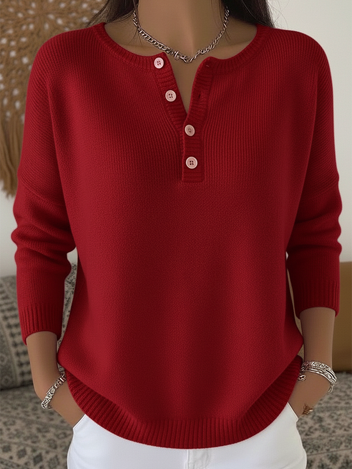 Belen - Felpa con scollo Henley morbida al tatto