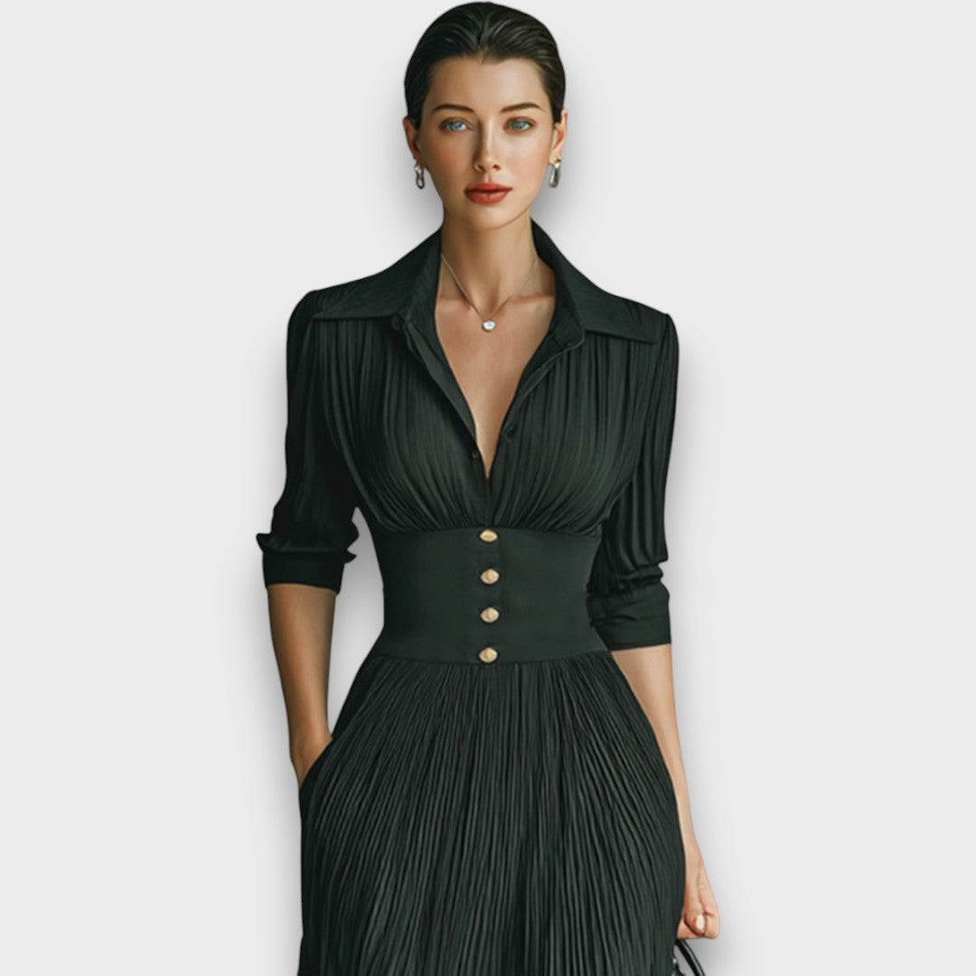 Miryn - Abito Lungo Plissé Elegante