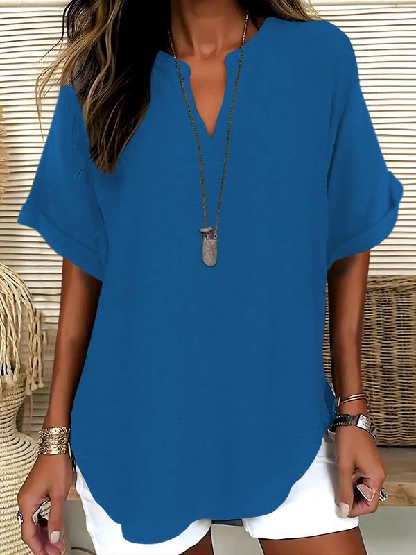 Xalina - Blusa con scollo a V, morbida al tatto
