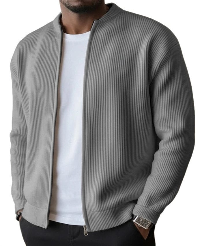 Foster - Cardigan a coste con zip frontale