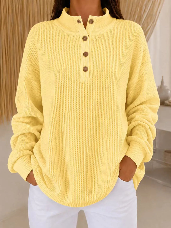 Belliora - Maglione in maglia testurizzata con collo a bottoni