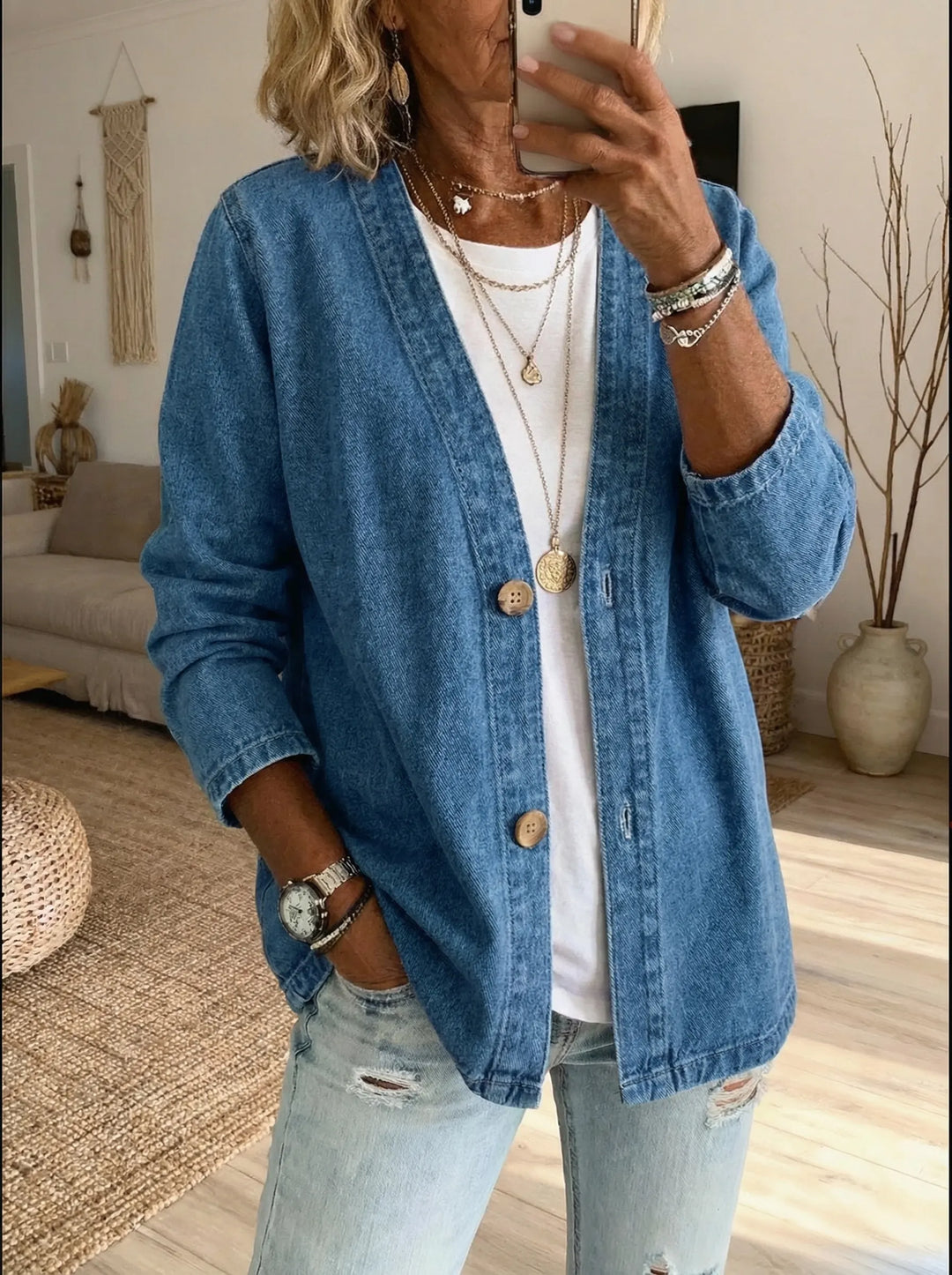 Dariah - Cappotto in denim a bottoni