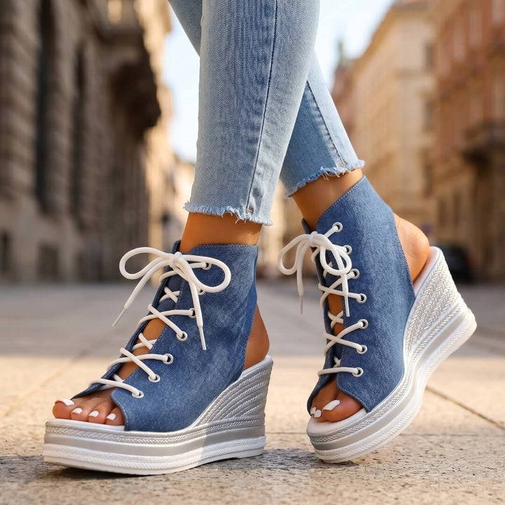 Layla - Sandali con zeppa alta e lacci