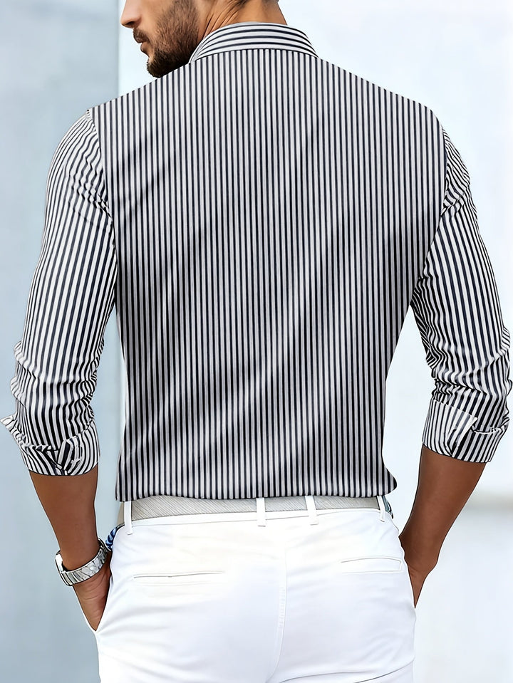 Alverton - Camicia a righe a maniche lunghe con lavaggio vintage