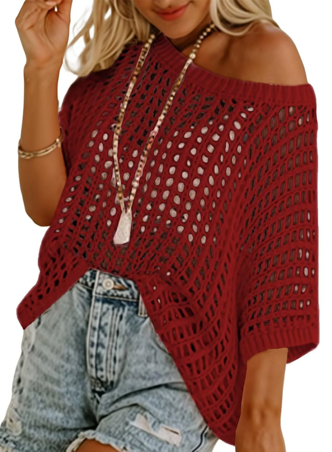 Hallie - Top a Rete in Maglia Leggera