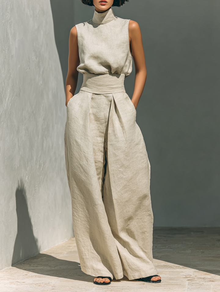 Alena - Coordinato con blusa leggera senza maniche e pantaloni palazzo