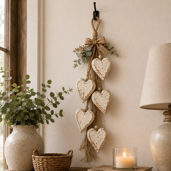 Alinora - Decorazione da parete con frange a cuore effetto invecchiato