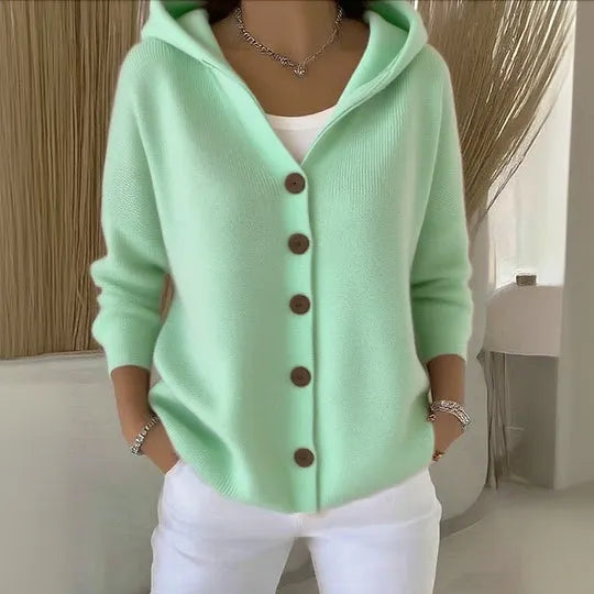 Carlotte - Cardigan in maglia con cappuccio