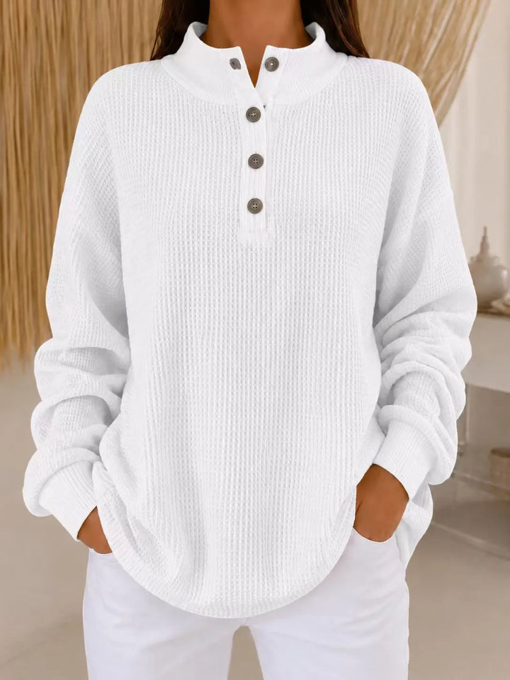 Belliora - Maglione in maglia testurizzata con collo a bottoni