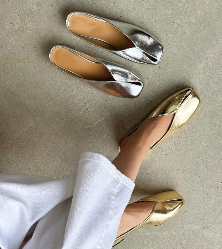 Camellia - Mules premium a punta quadrata