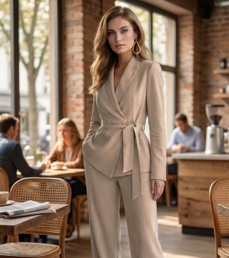 Solenne - Completo a due pezzi su misura con pantaloni a gamba larga