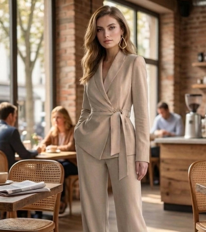 Solenne - Completo a due pezzi su misura con pantaloni a gamba larga