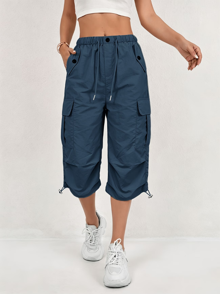 Donatella - Pantaloni cargo Capri leggeri e stretch