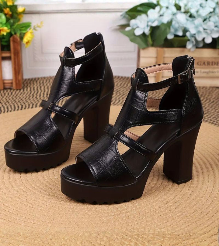 Elestine - Sandali gladiatore con plateau scolpito
