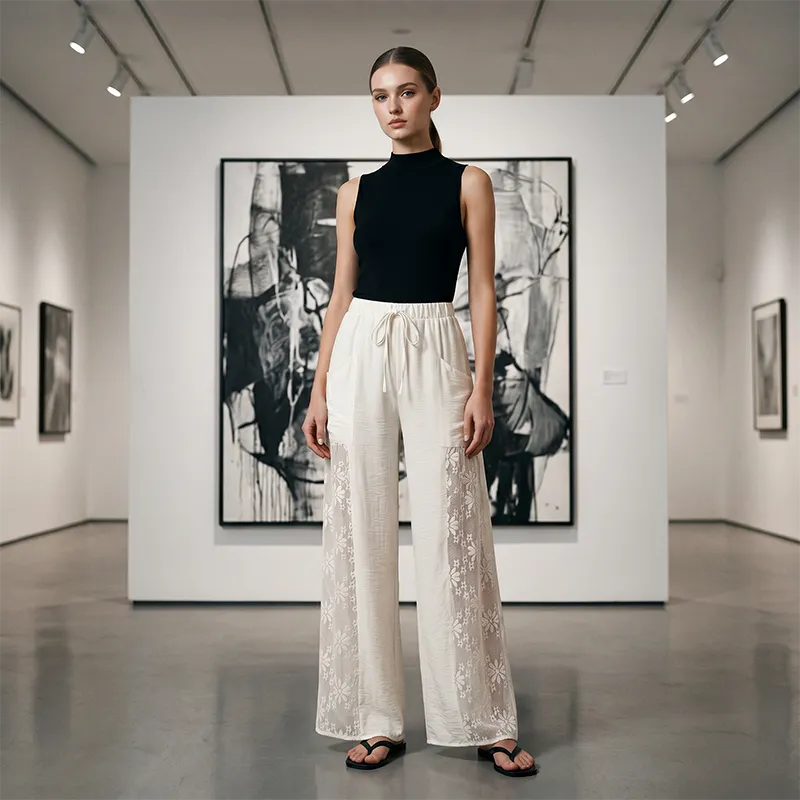 Carlotta - Pantaloni leggeri in pizzo