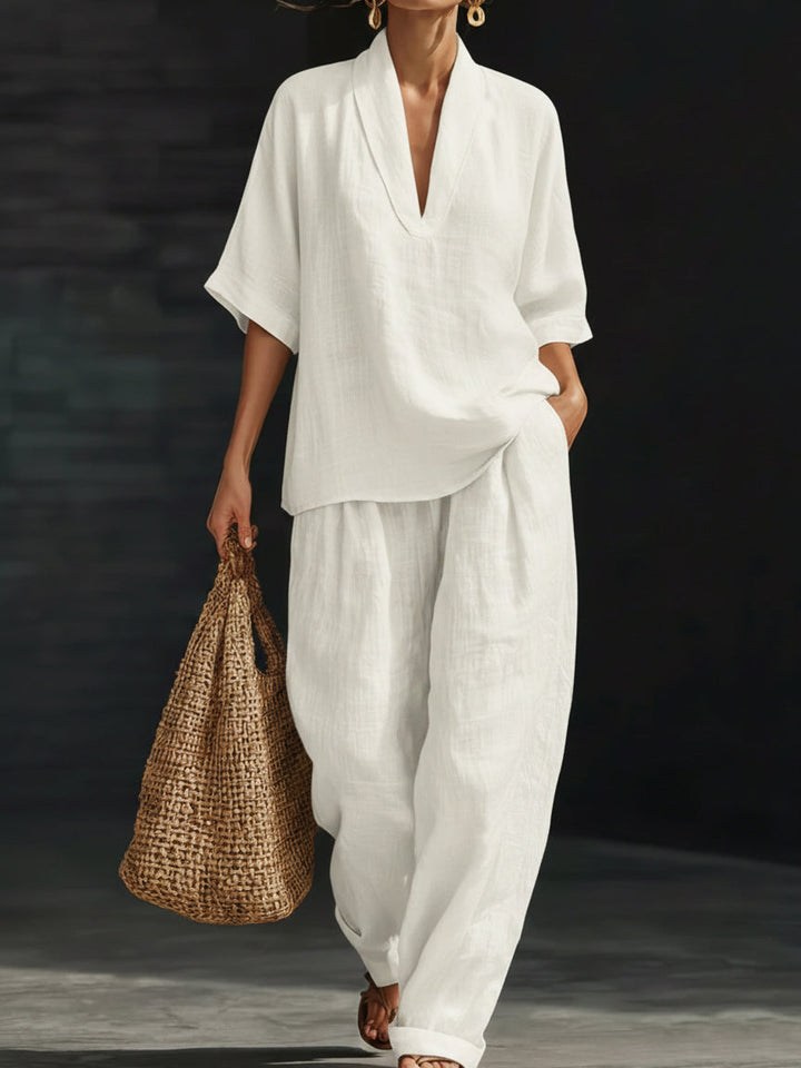 Noressa - Coordinato a due pezzi in lino easy-chic
