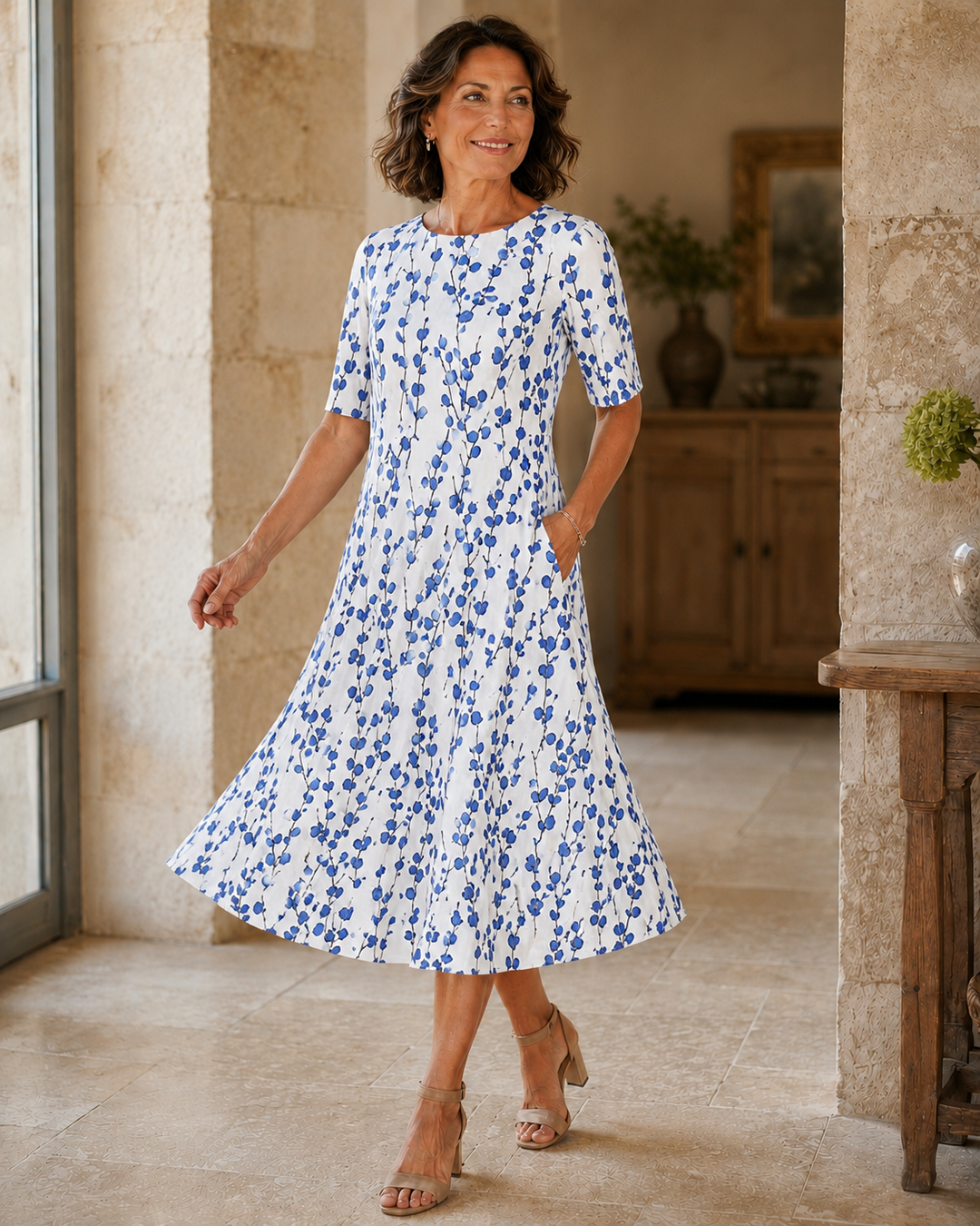 Hestia - Abito midi floreale soft touch