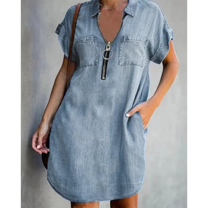 Genevalle - Abito Pocket in chambray casual