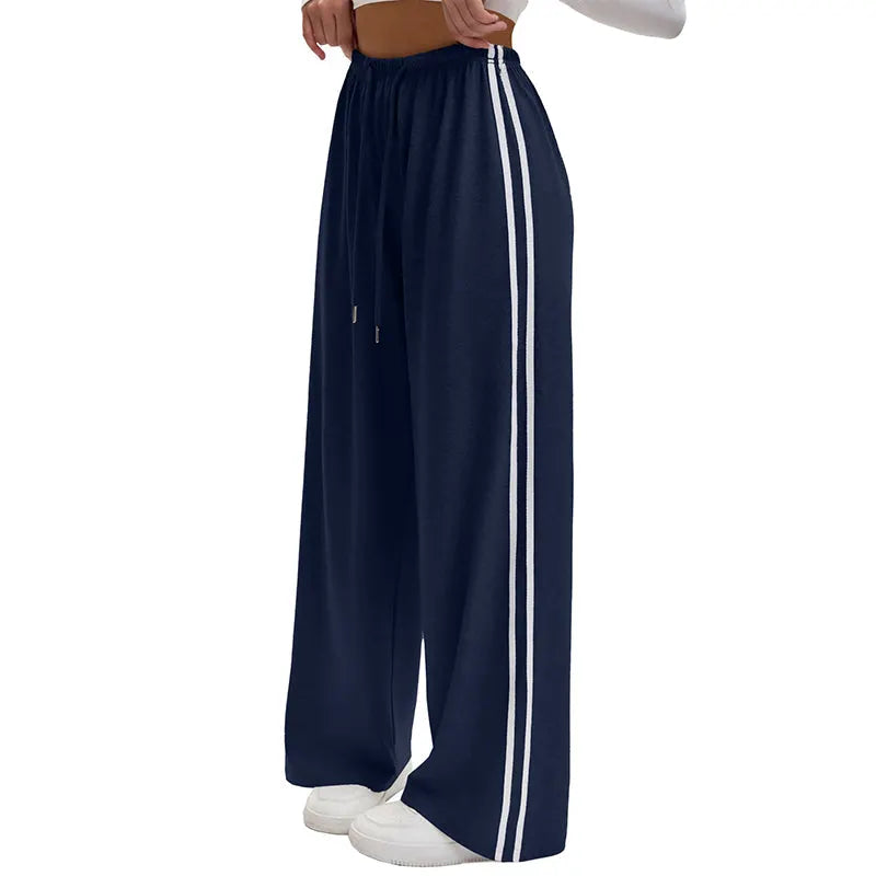 Adorielle - Pantaloni a gamba larga con bande laterali