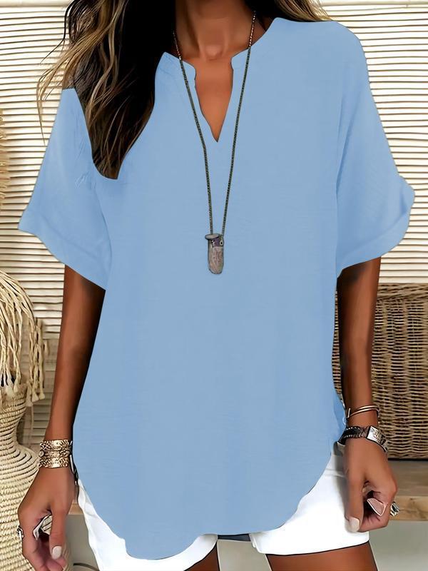 Xalina - Blusa con scollo a V, morbida al tatto