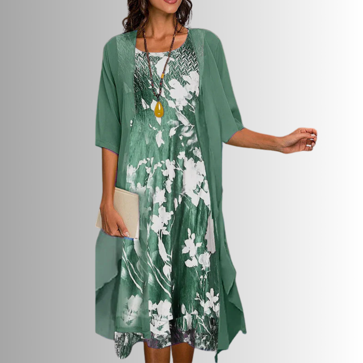 Delavelle - Coordinato elegante con abito midi a strati