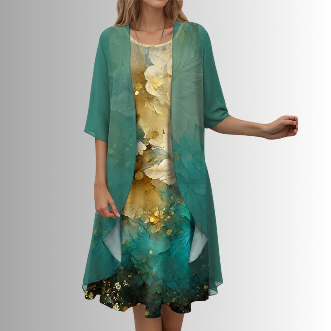 Delavelle - Coordinato elegante con abito midi a strati