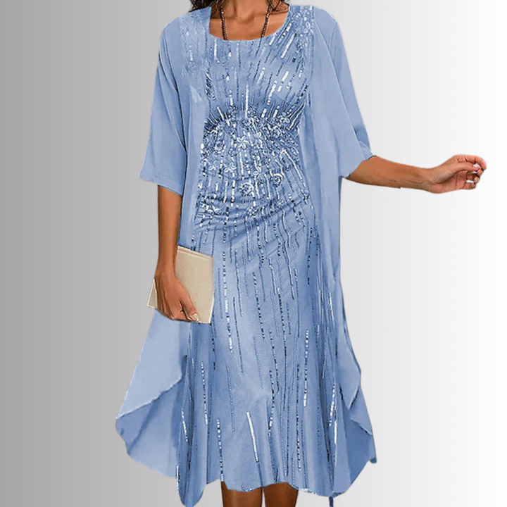 Delavelle - Coordinato elegante con abito midi a strati