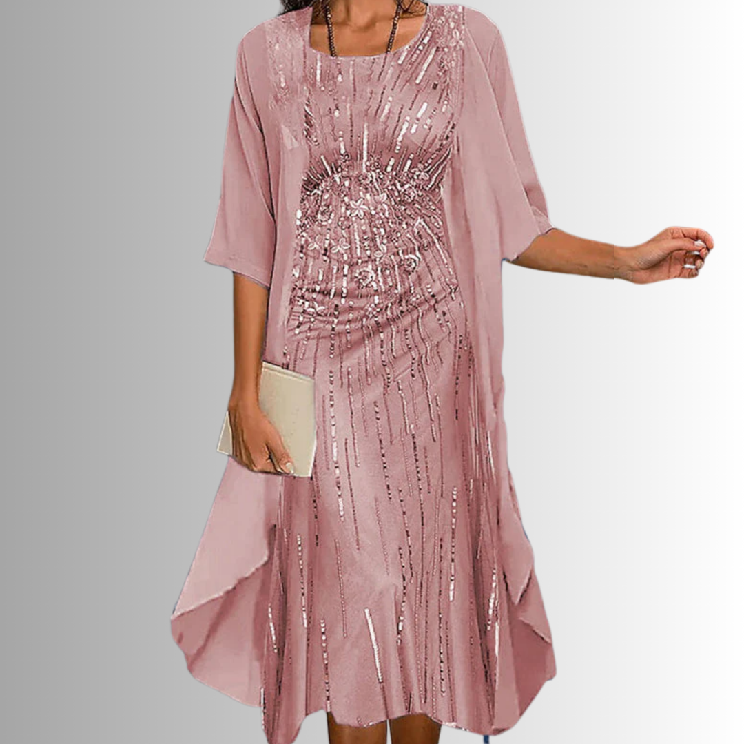 Delavelle - Coordinato elegante con abito midi a strati