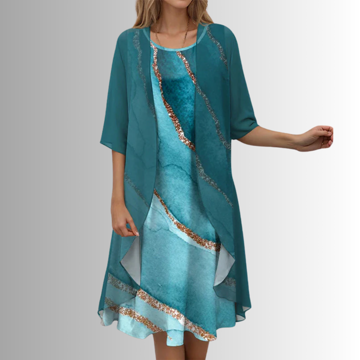 Delavelle - Coordinato elegante con abito midi a strati
