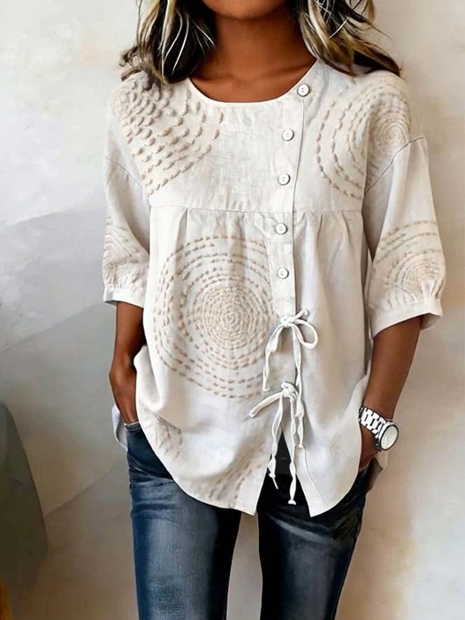 Kalliope - Blusa casual con chiusura frontale a bottoni