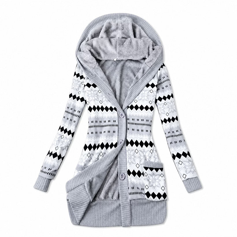 Ines - Cardigan termico con cappuccio