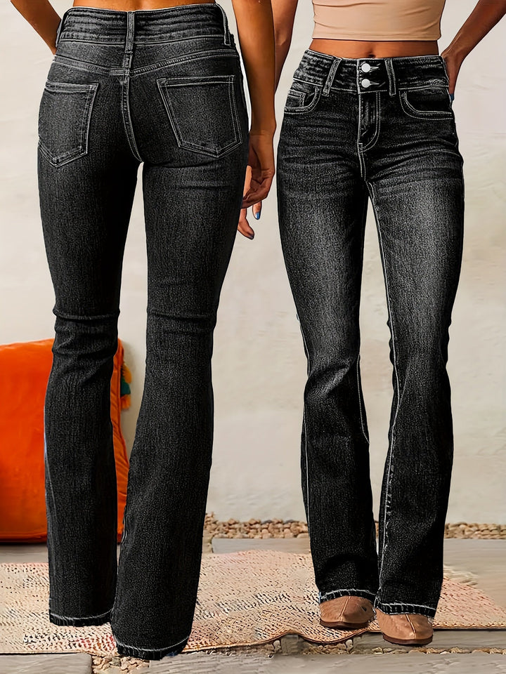 Evarra - Jeans svasati a vita alta con morbido stretch
