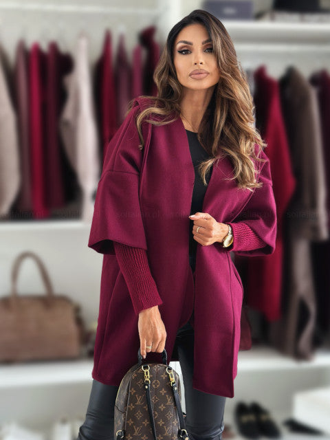 Esteliane - Cardigan con cappuccio a maniche ampie