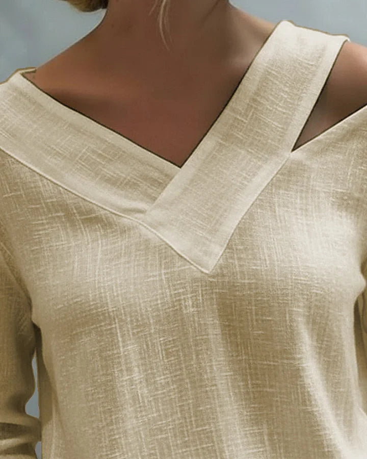 Calira - Top a spalle scoperte con scollo a V e tocco morbido
